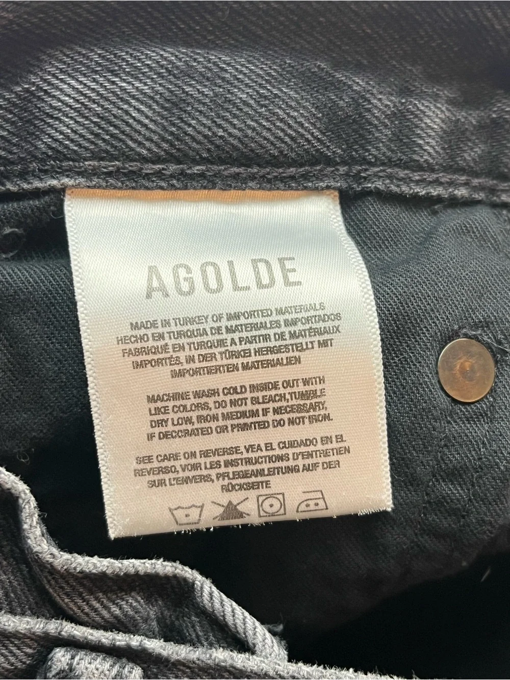Agolde Criss Cross Denim Jean Asymmetrical Faded Black Pockets‎ Womens Size 27